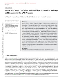 Brittle AI, Causal Confusion, and Bad Mental Models: Challenges and
  Successes in the XAI Program