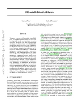 Differentiable Robust LQR Layers