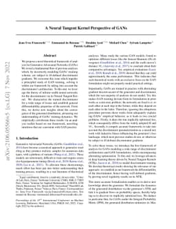 A Neural Tangent Kernel Perspective of GANs