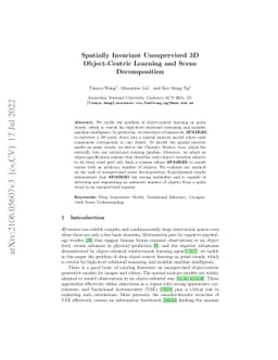 Spatially Invariant Unsupervised 3D Object-Centric Learning and Scene
  Decomposition