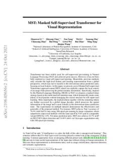 MST: Masked Self-Supervised Transformer for Visual Representation