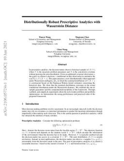 Distributionally Robust Prescriptive Analytics with Wasserstein Distance