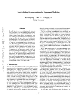 Metric Policy Representations for Opponent Modeling