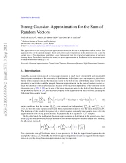Strong Gaussian Approximation for the Sum of Random Vectors
