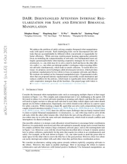DAIR: Disentangled Attention Intrinsic Regularization for Safe and
  Efficient Bimanual Manipulation