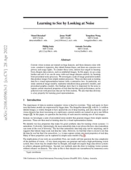 Learning to See by Looking at Noise