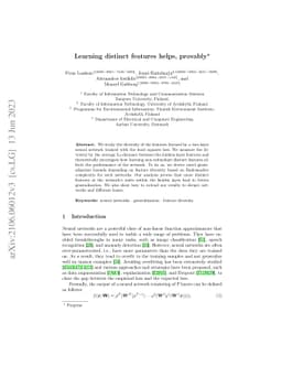 Learning distinct features helps, provably