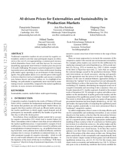 AI-driven Prices for Externalities and Sustainability in Production
  Markets