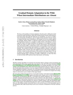 Gradual Domain Adaptation in the Wild:When Intermediate Distributions
  are Absent