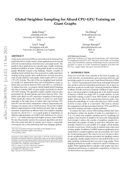 Global Neighbor Sampling for Mixed CPU-GPU Training on Giant Graphs