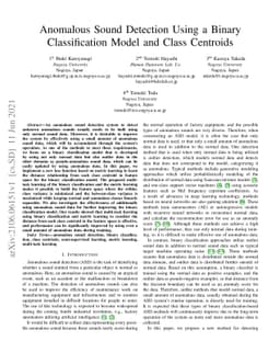 Anomalous Sound Detection Using a Binary Classification Model and Class
  Centroids