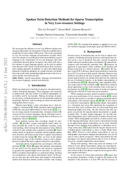 Spoken Term Detection Methods for Sparse Transcription in Very
  Low-resource Settings