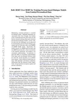 BoB: BERT Over BERT for Training Persona-based Dialogue Models from
  Limited Personalized Data