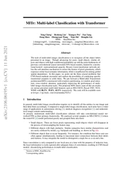 MlTr: Multi-label Classification with Transformer