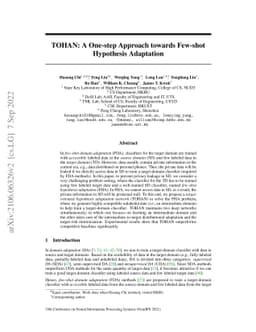 TOHAN: A One-step Approach towards Few-shot Hypothesis Adaptation