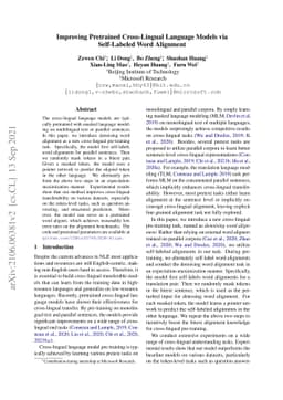 Improving Pretrained Cross-Lingual Language Models via Self-Labeled Word
  Alignment