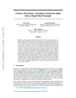 Catch-A-Waveform: Learning to Generate Audio from a Single Short Example