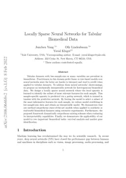 Locally Sparse Neural Networks for Tabular Biomedical Data
