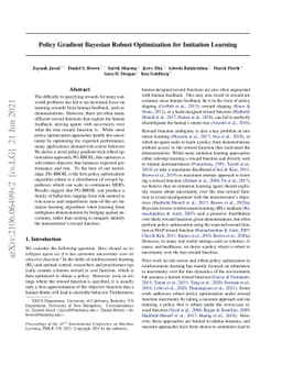 Policy Gradient Bayesian Robust Optimization for Imitation Learning