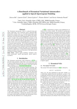 A Benchmark of Dynamical Variational Autoencoders applied to Speech
  Spectrogram Modeling