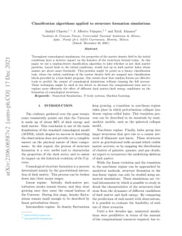 Classification algorithms applied to structure formation simulations