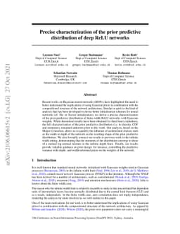 Precise characterization of the prior predictive distribution of deep
  ReLU networks
