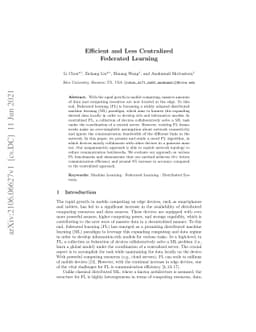 Efficient and Less Centralized Federated Learning