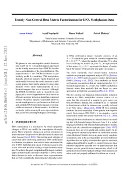 Doubly Non-Central Beta Matrix Factorization for DNA Methylation Data