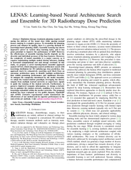 LENAS: Learning-based Neural Architecture Search and Ensemble for 3D
  Radiotherapy Dose Prediction