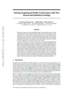 Solving Graph-based Public Good Games with Tree Search and Imitation
  Learning