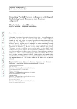 Exploiting Parallel Corpora to Improve Multilingual Embedding based
  Document and Sentence Alignment