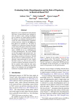 Evaluating Entity Disambiguation and the Role of Popularity in
  Retrieval-Based NLP