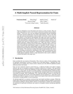 A Multi-Implicit Neural Representation for Fonts