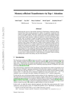 Memory-efficient Transformers via Top-$k$ Attention