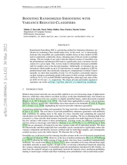 Boosting Randomized Smoothing with Variance Reduced Classifiers