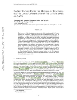 Do Not Escape From the Manifold: Discovering the Local Coordinates on
  the Latent Space of GANs