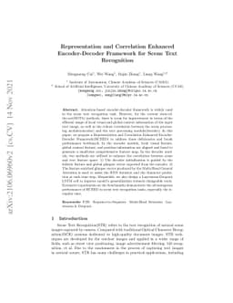 Representation and Correlation Enhanced Encoder-Decoder Framework for
  Scene Text Recognition