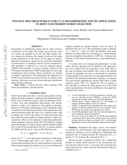 Two-way Spectrum Pursuit for CUR Decomposition and Its Application in
  Joint Column/Row Subset Selection