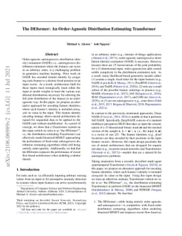 The DEformer: An Order-Agnostic Distribution Estimating Transformer