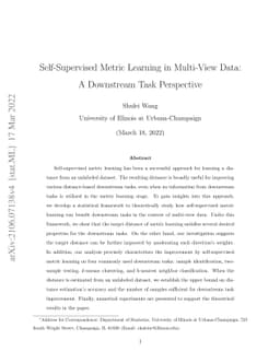 Self-Supervised Metric Learning in Multi-View Data: A Downstream Task
  Perspective