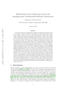 Differentiable Neural Architecture Search with Morphism-based
  Transformable Backbone Architectures