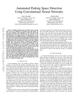 Automated Parking Space Detection Using Convolutional Neural Networks
