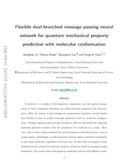Flexible dual-branched message passing neural network for quantum
  mechanical property prediction with molecular conformation