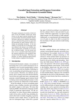 Cascaded Span Extraction and Response Generation for Document-Grounded
  Dialog