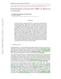 Constraining Linear-chain CRFs to Regular Languages
