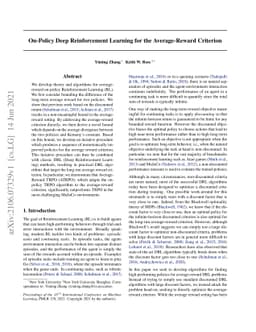 On-Policy Deep Reinforcement Learning for the Average-Reward Criterion