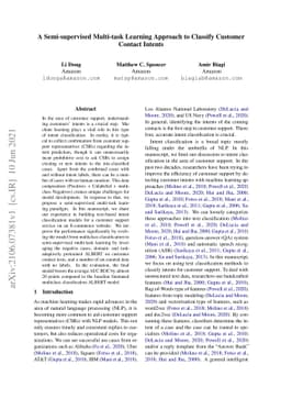 A Semi-supervised Multi-task Learning Approach to Classify Customer
  Contact Intents