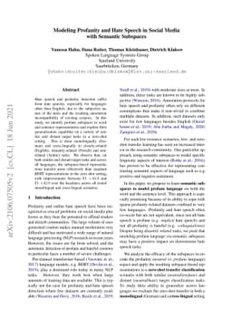 Modeling Profanity and Hate Speech in Social Media with Semantic
  Subspaces
