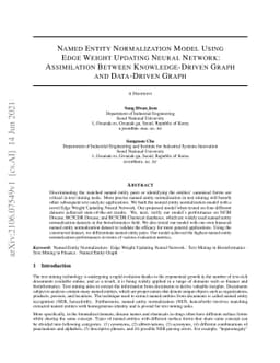 Named Entity Normalization Model Using Edge Weight Updating Neural
  Network: Assimilation Between Knowledge-Driven Graph and Data-Driven Graph