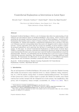 Counterfactual Explanations as Interventions in Latent Space